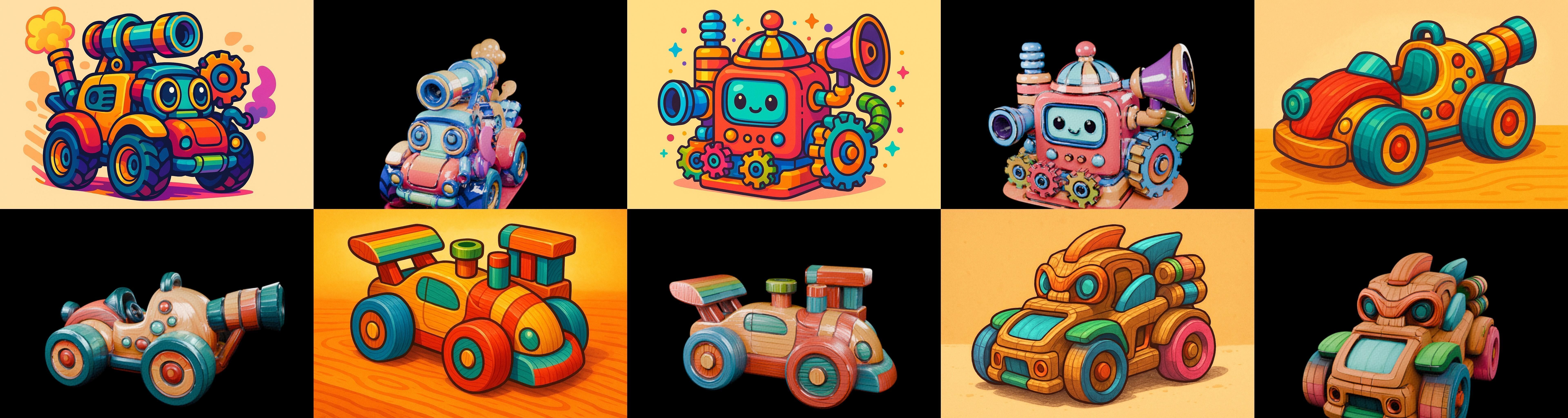 Wood Toy bundle 16 pack 100 glb Low-poly 3D model_6