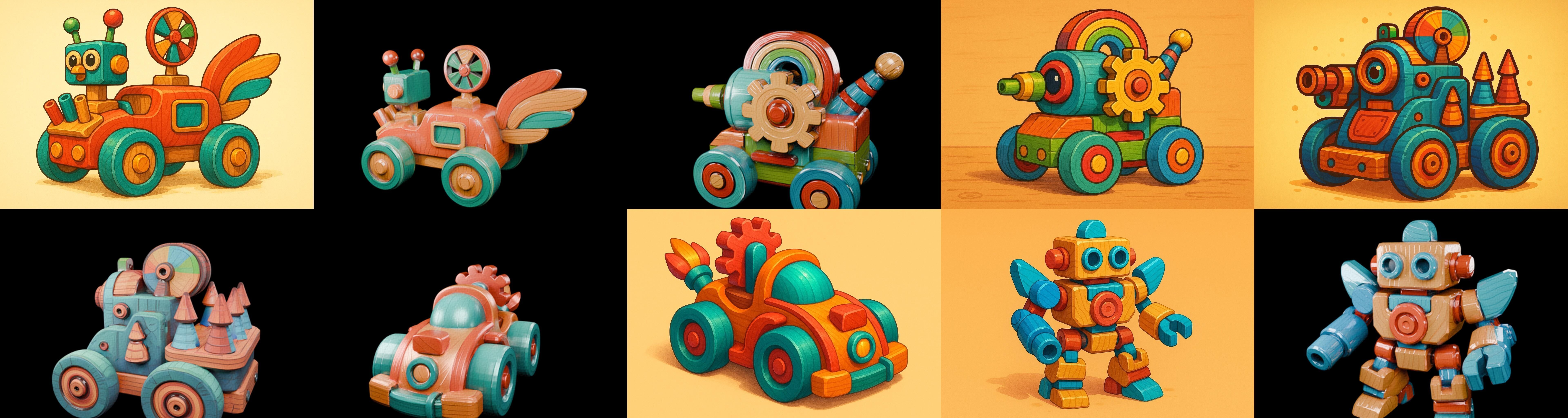 Wood Toy bundle 16 pack 100 glb Low-poly 3D model_5