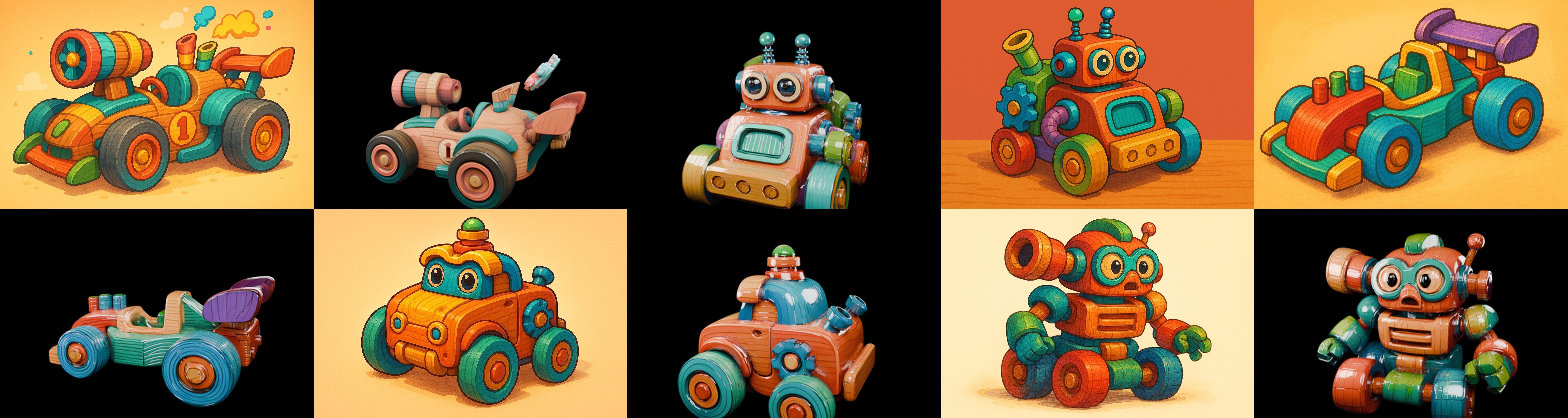 Wood Toy bundle 16 pack 100 glb Low-poly 3D model_7