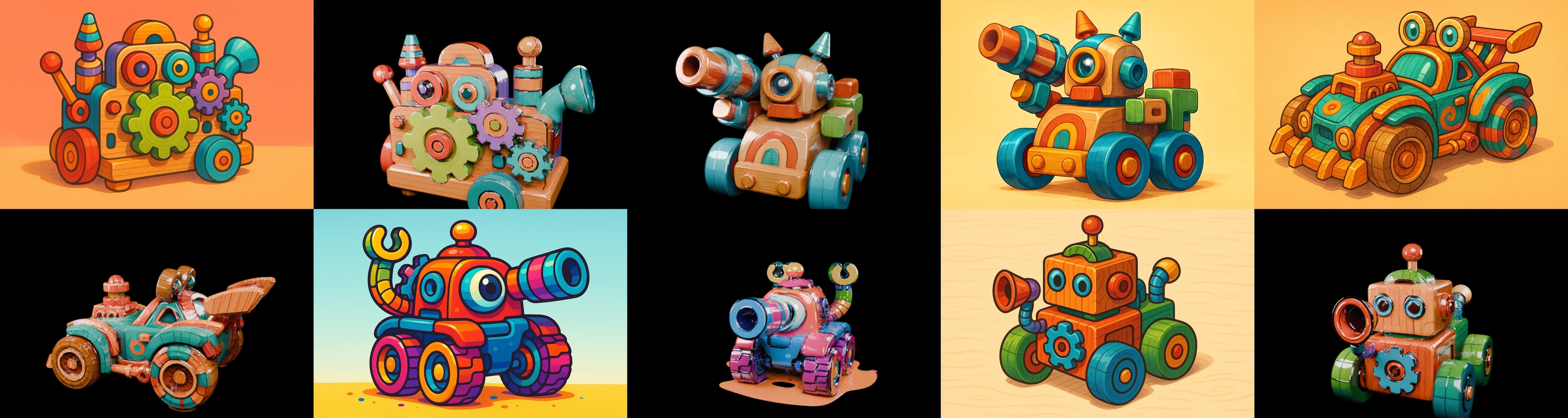 Wood Toy bundle 16 pack 100 glb Low-poly 3D model_13