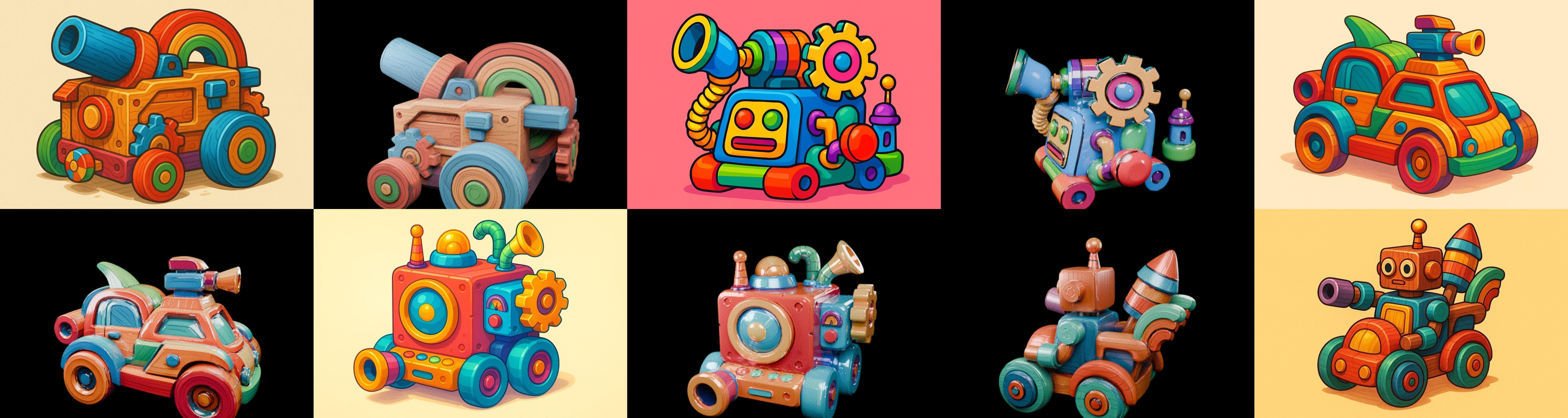 Wood Toy bundle 16 pack 100 glb Low-poly 3D model_12