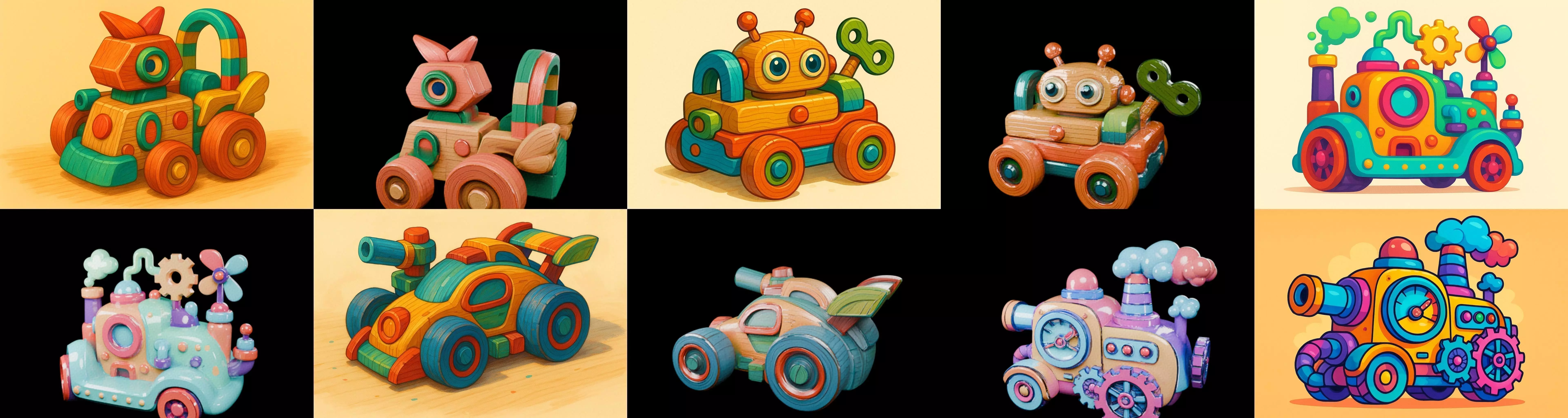 Wood Toy bundle 14 pack 100 glb Low-poly 3D model_0