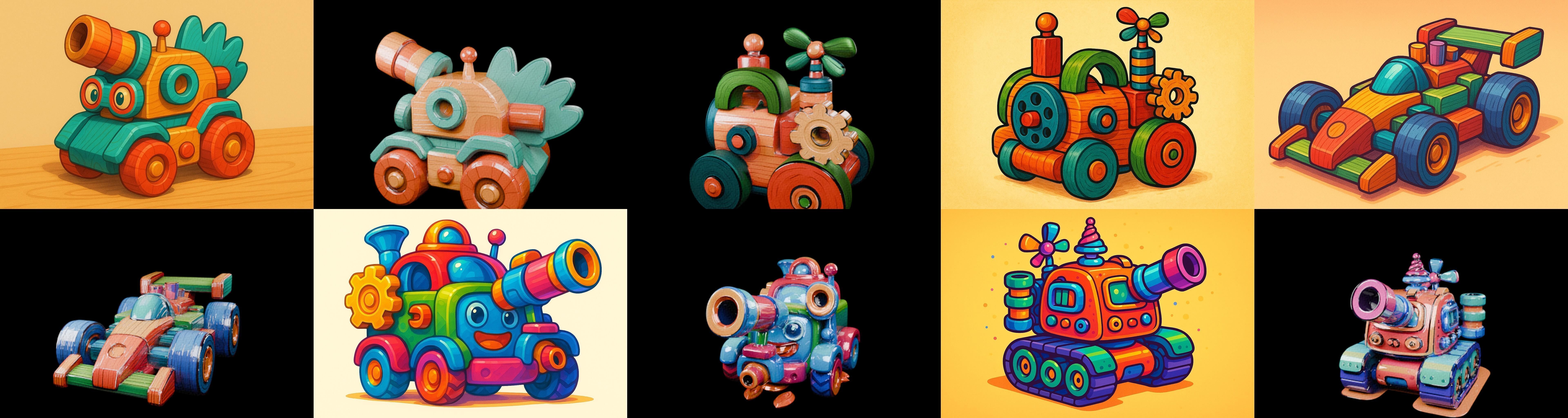 Wood Toy bundle 14 pack 100 glb Low-poly 3D model_3