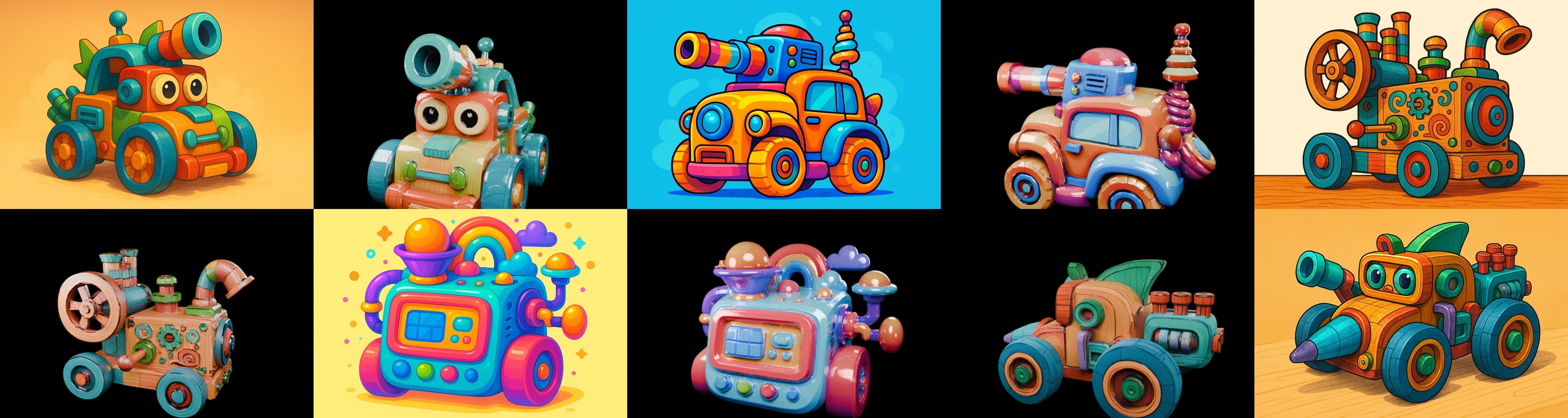 Wood Toy bundle 14 pack 100 glb Low-poly 3D model_2