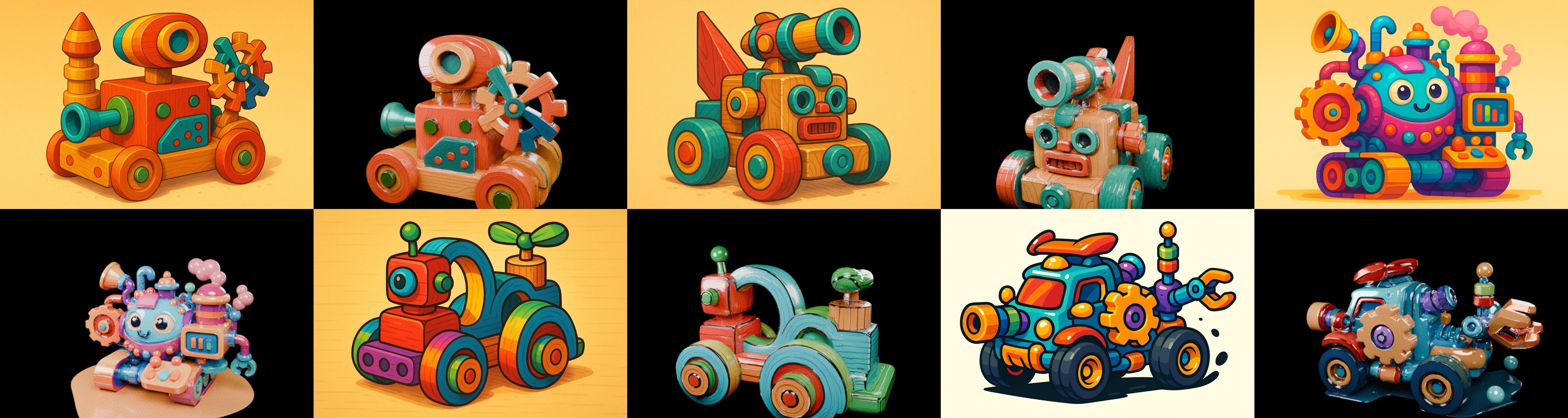 Wood Toy bundle 14 pack 100 glb Low-poly 3D model_19