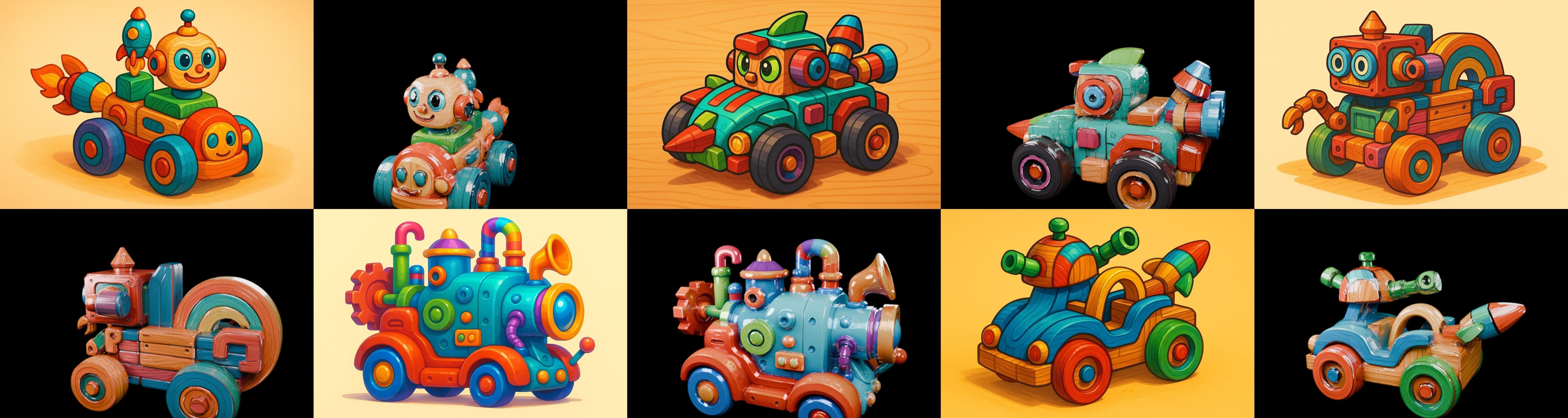 Wood Toy bundle 14 pack 100 glb Low-poly 3D model_12