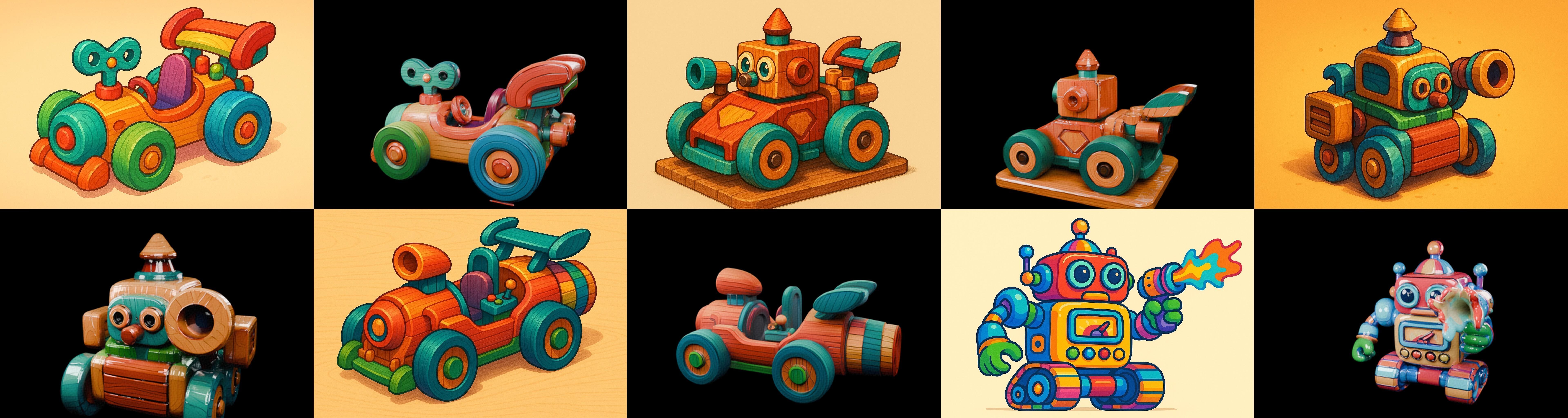 Wood Toy bundle 14 pack 100 glb Low-poly 3D model_18