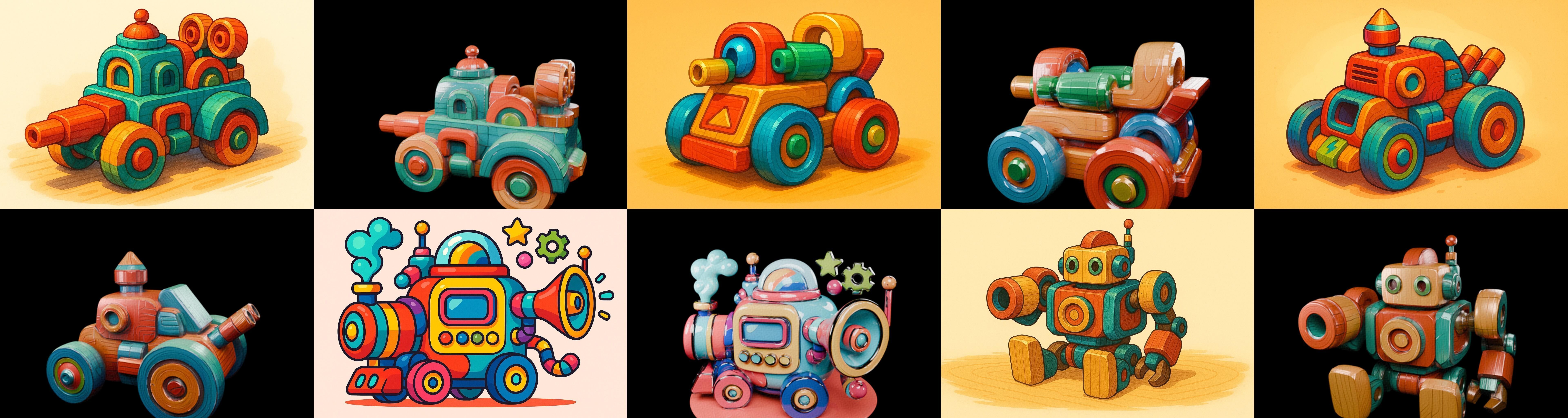 Wood Toy bundle 14 pack 100 glb Low-poly 3D model_10