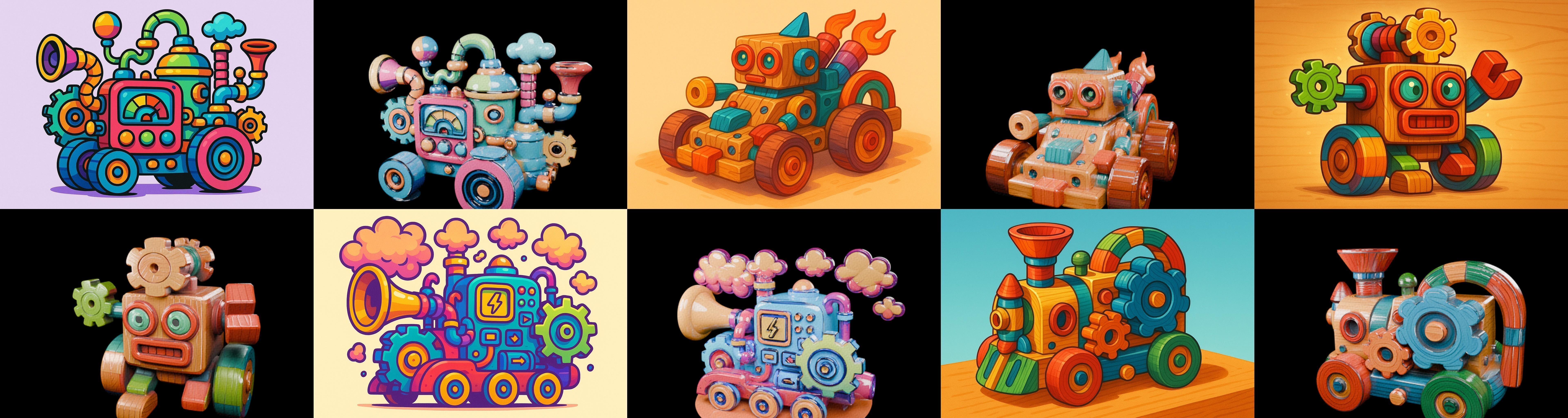 Wood Toy bundle 14 pack 100 glb Low-poly 3D model_17