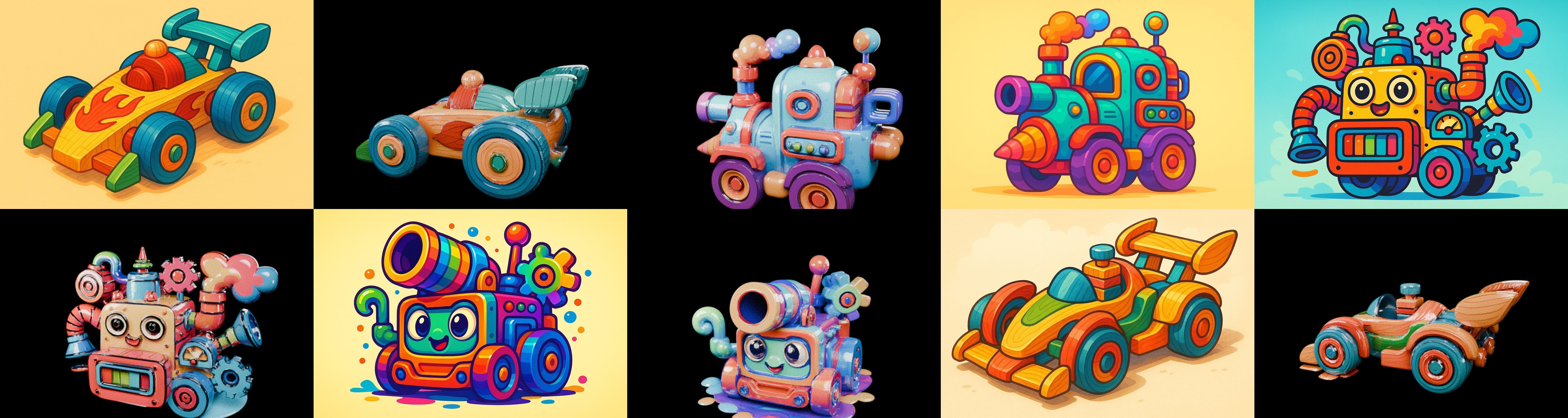 Wood Toy bundle 14 pack 100 glb Low-poly 3D model_9