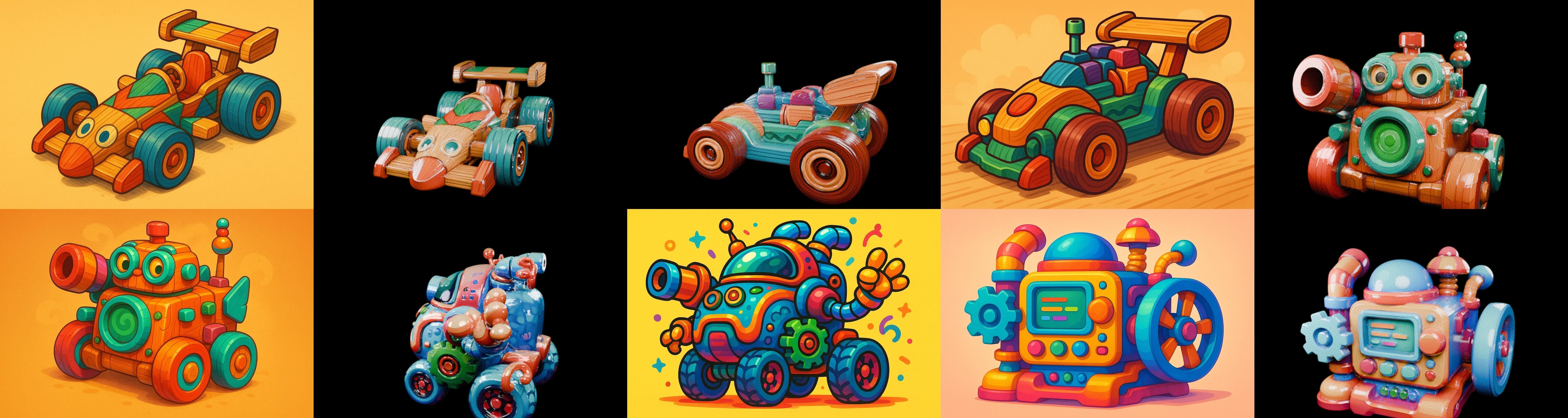 Wood Toy bundle 14 pack 100 glb Low-poly 3D model_13