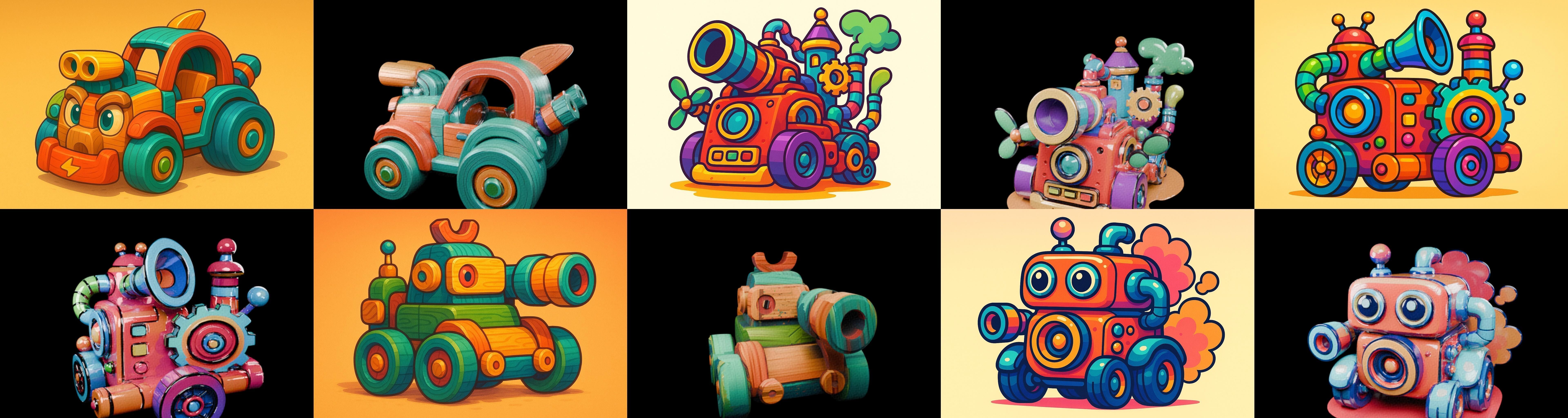 Wood Toy bundle 14 pack 100 glb Low-poly 3D model_14