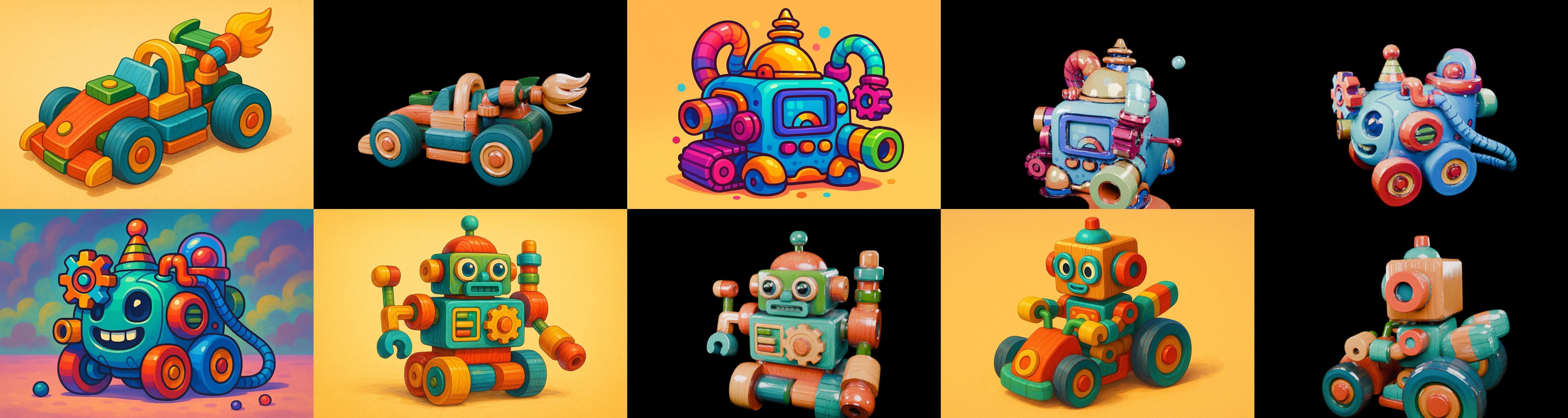 Wood Toy bundle 14 pack 100 glb Low-poly 3D model_11