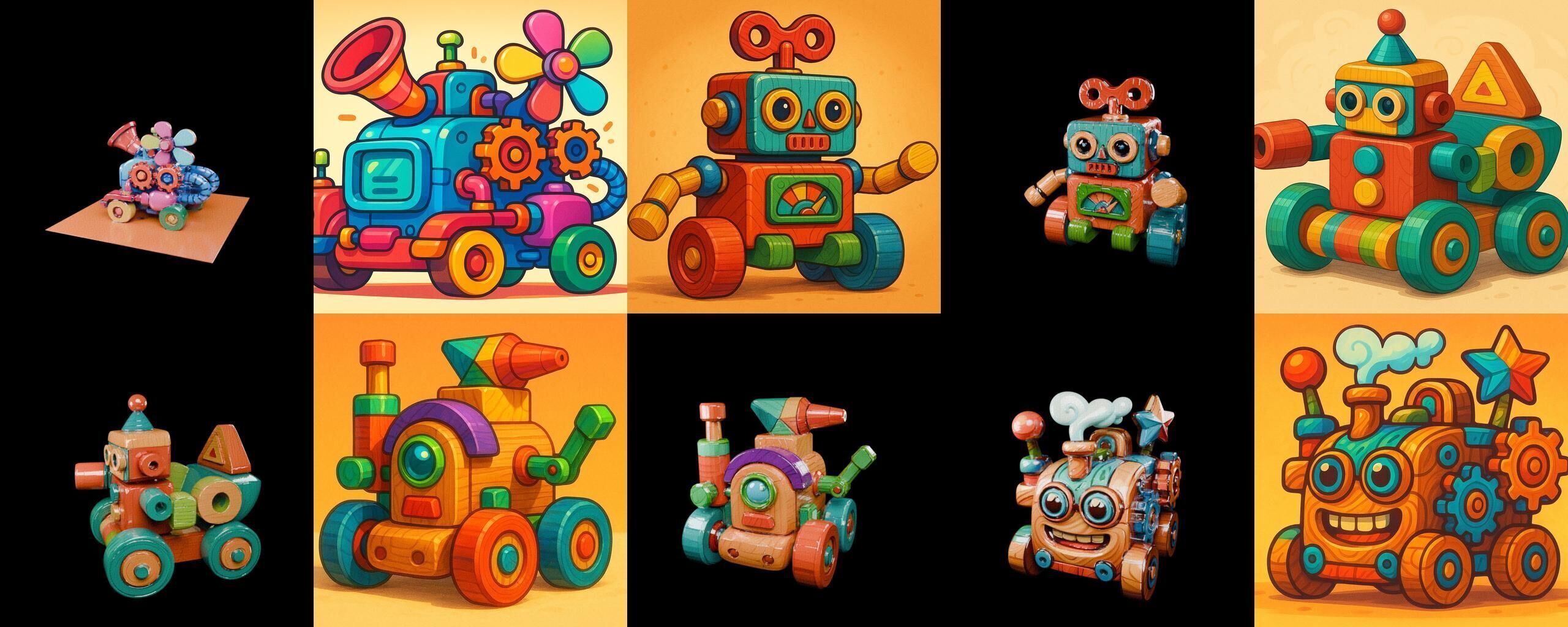 Wood Toy bundle 14 pack 100 glb Low-poly 3D model_5