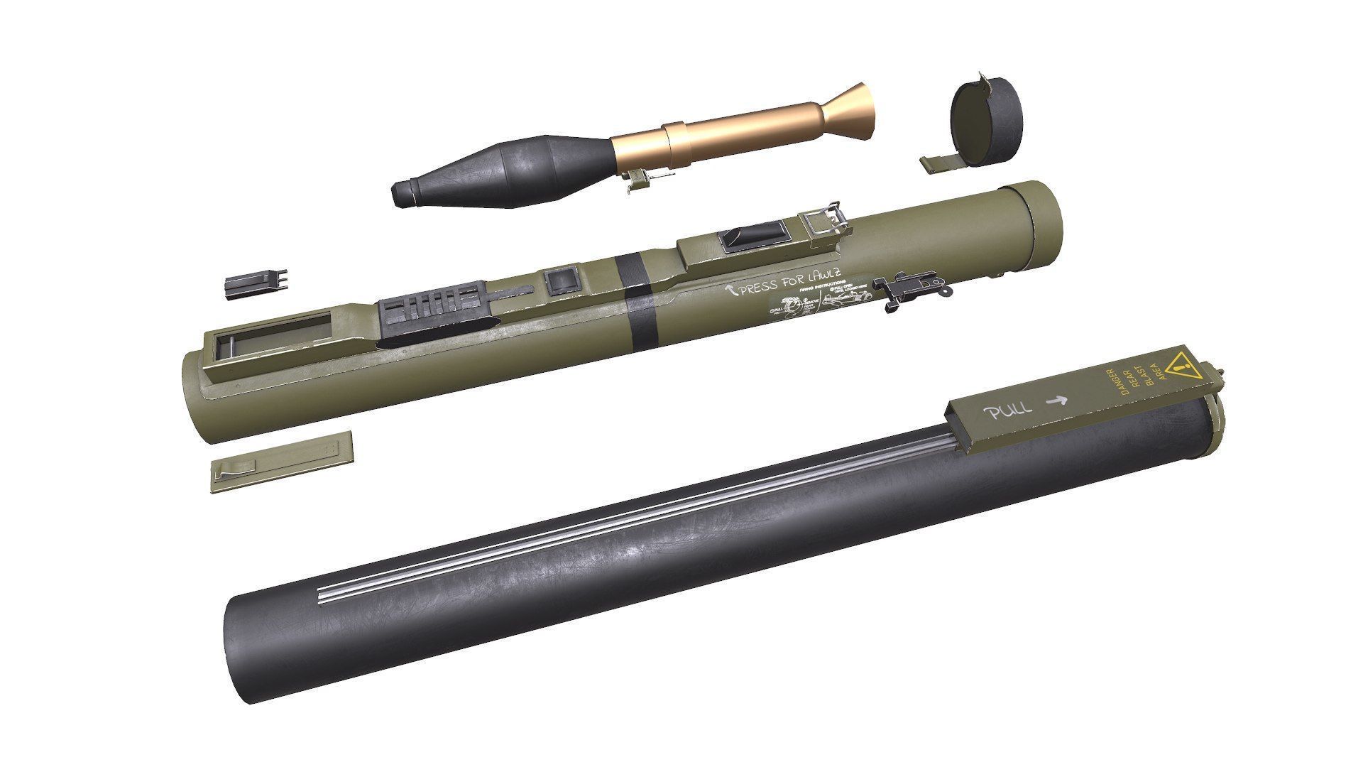 M72 LAW light Anti Tank Weapon Low-poly PBR Low-poly 3D model_26