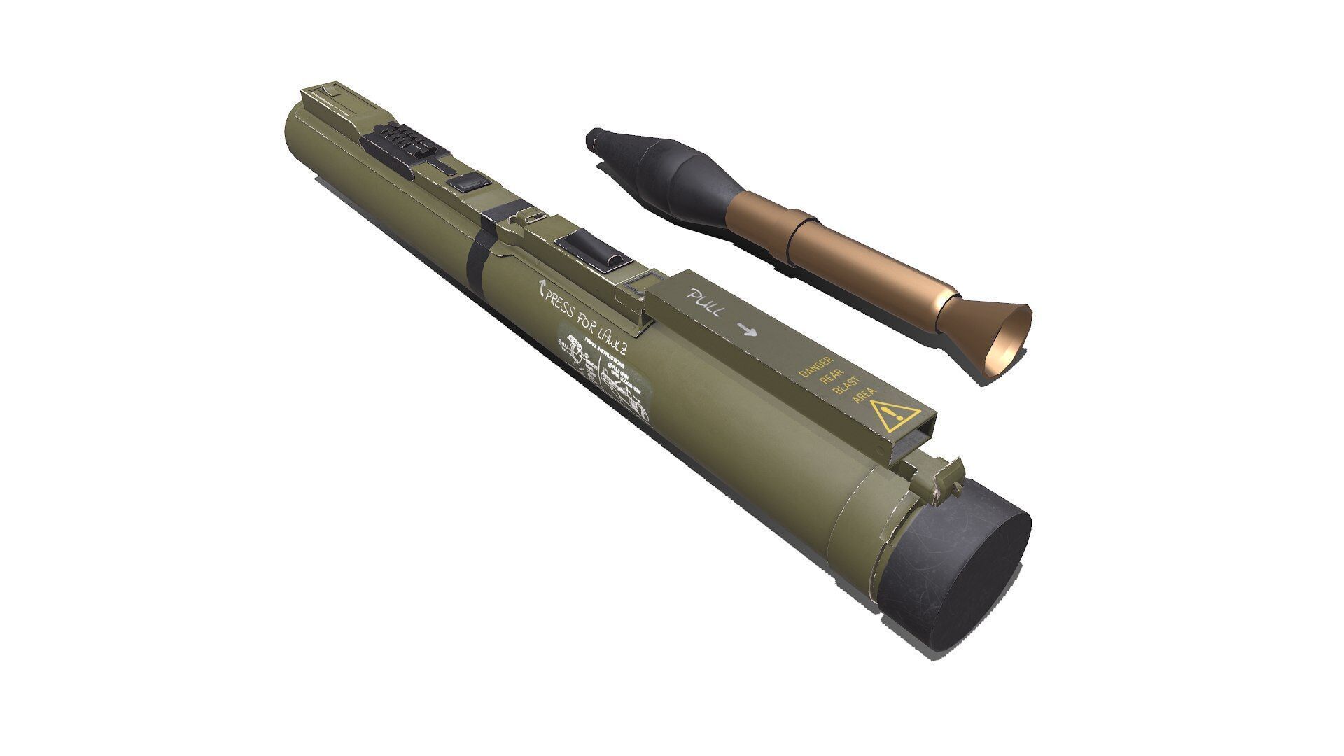 M72 LAW light Anti Tank Weapon Low-poly PBR Low-poly 3D model_6