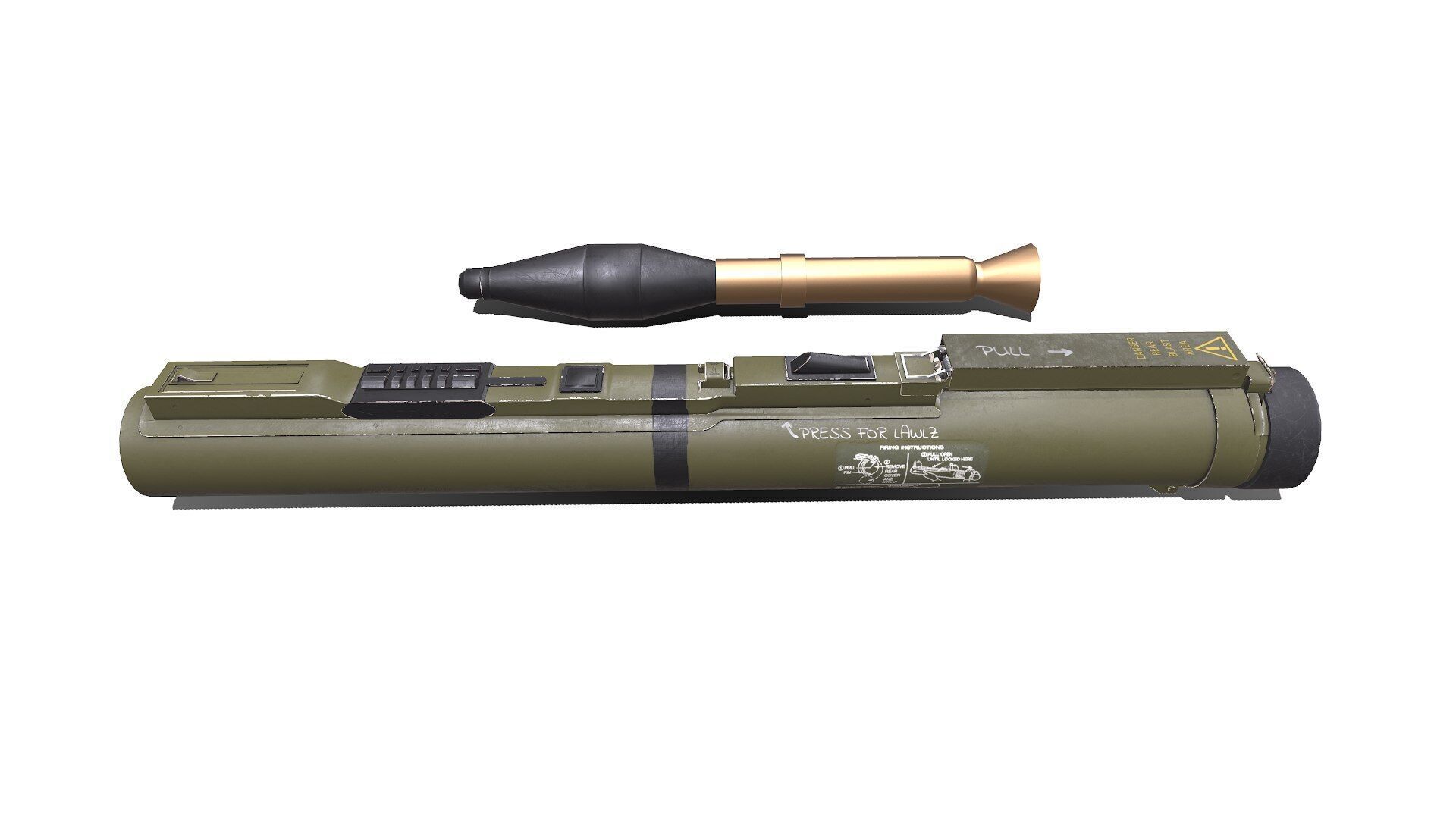 M72 LAW light Anti Tank Weapon Low-poly PBR Low-poly 3D model_4