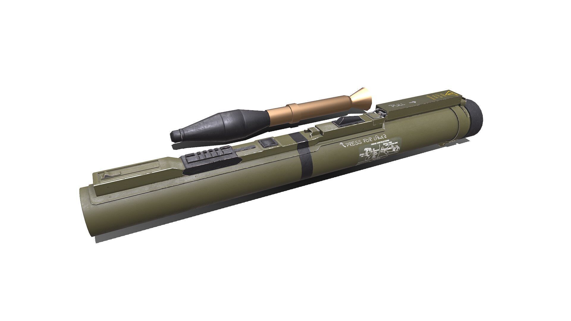 M72 LAW light Anti Tank Weapon Low-poly PBR Low-poly 3D model_2