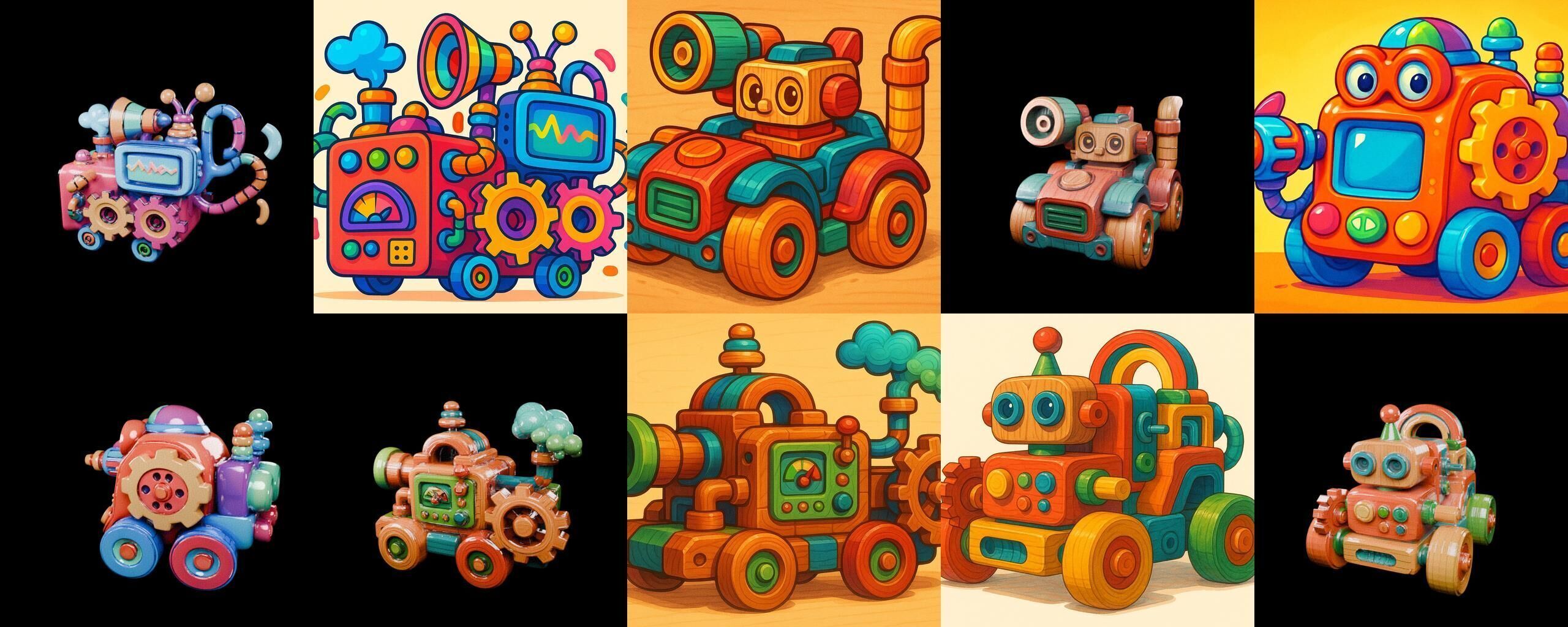 Wood Toy bundle 12 pack 100 glb Low-poly 3D model_4