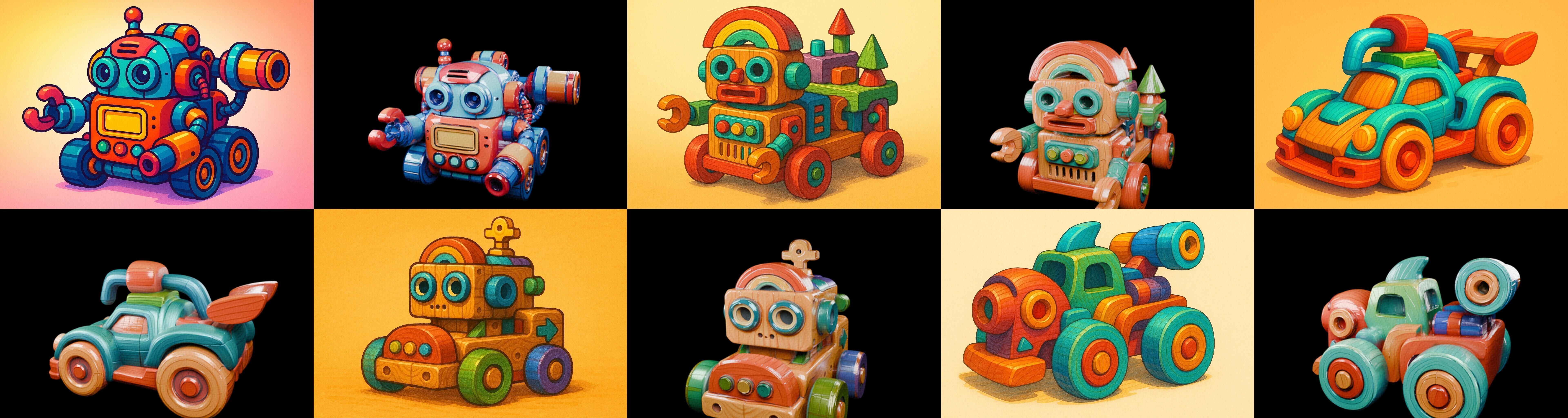 Wood Toy bundle 12 pack 100 glb Low-poly 3D model_3