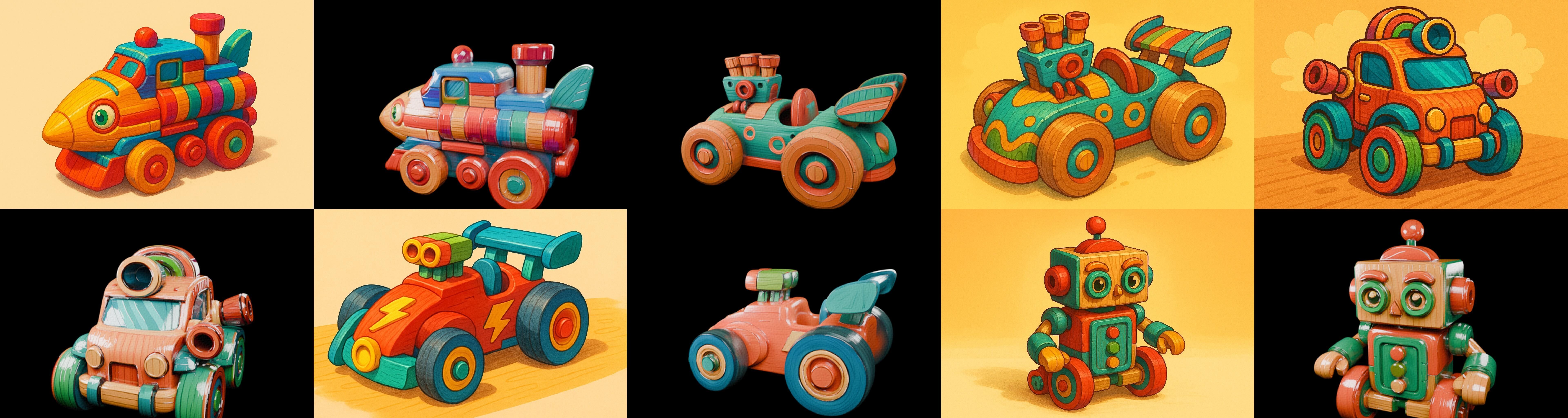 Wood Toy bundle 12 pack 100 glb Low-poly 3D model_9