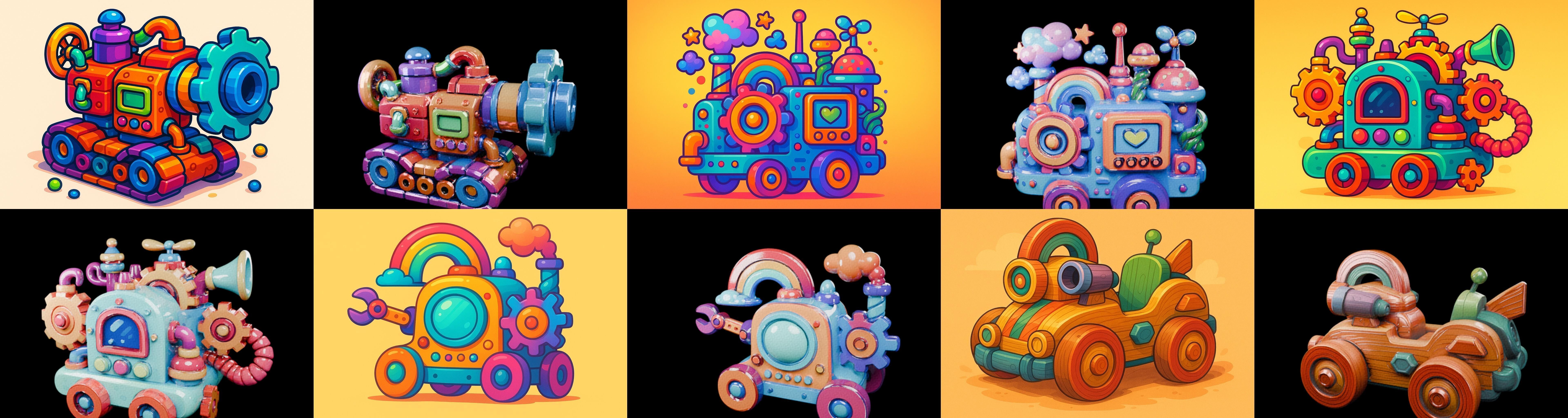 Wood Toy bundle 12 pack 100 glb Low-poly 3D model_6