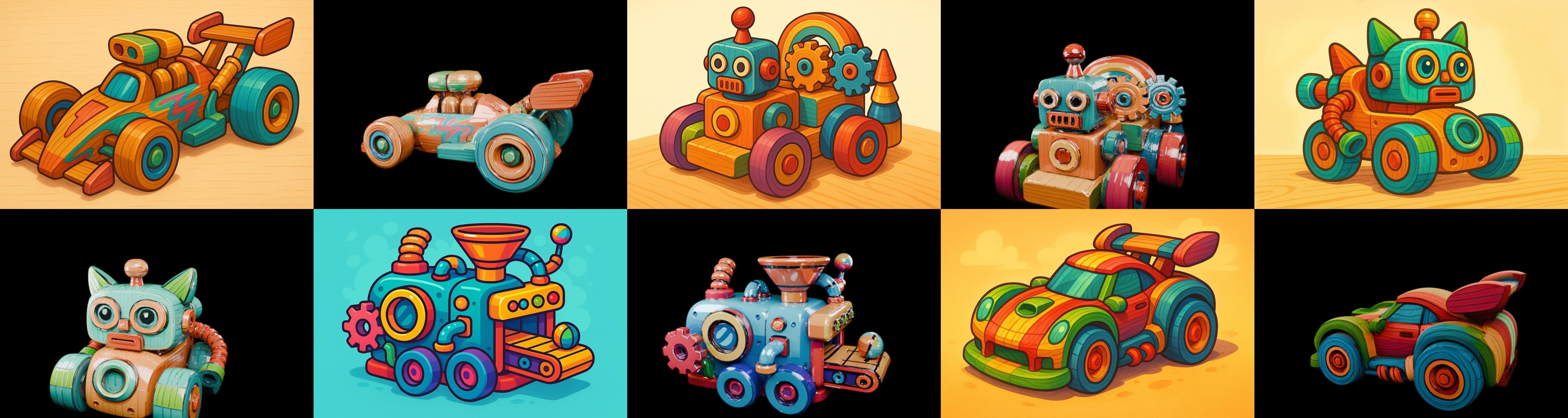 Wood Toy bundle 12 pack 100 glb Low-poly 3D model_15