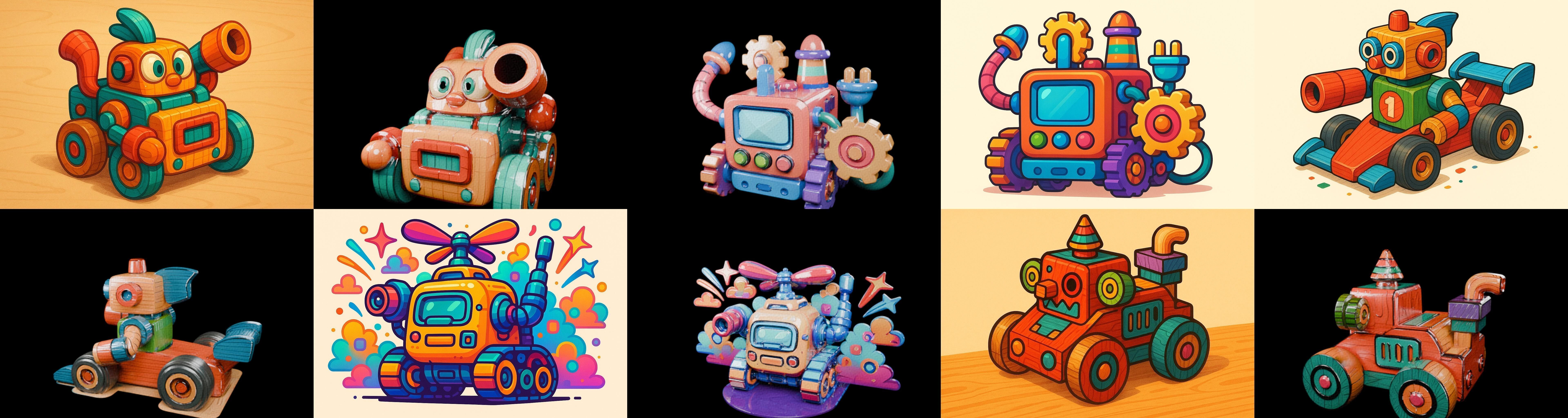 Wood Toy bundle 12 pack 100 glb Low-poly 3D model_5