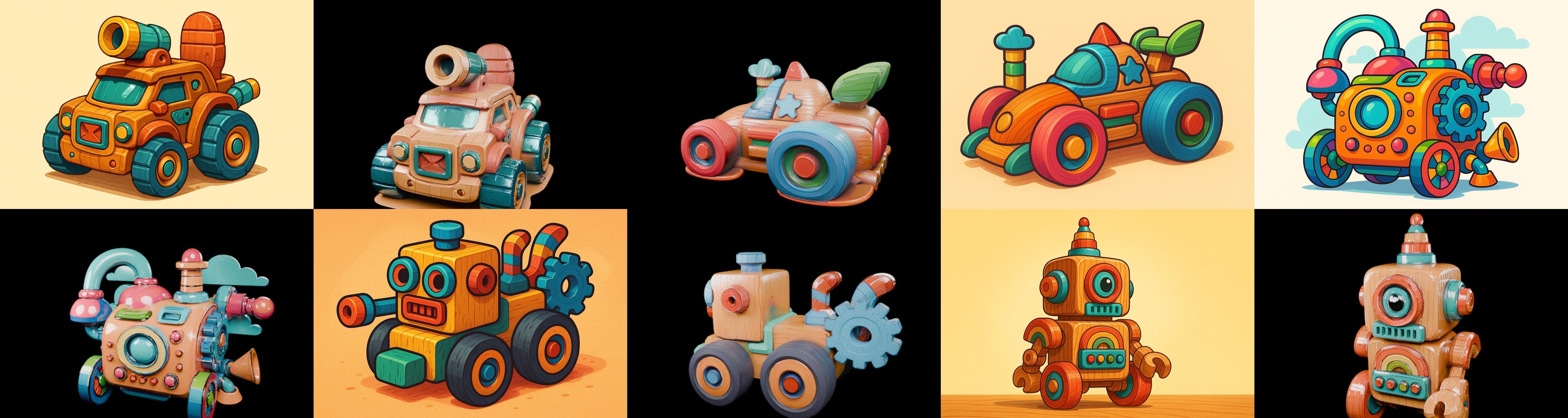 Wood Toy bundle 12 pack 100 glb Low-poly 3D model_1