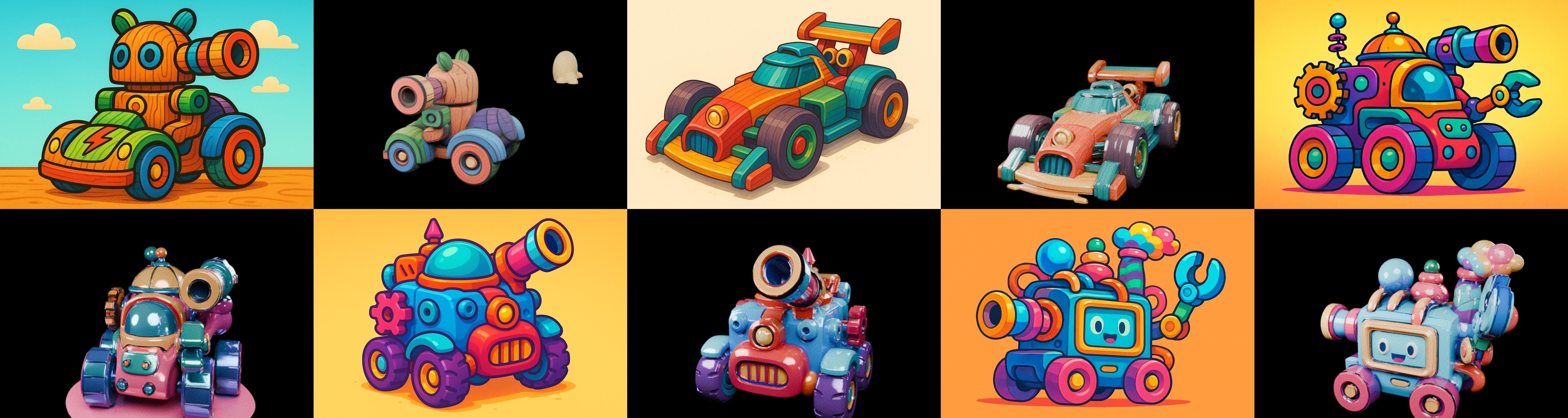 Wood Toy bundle 12 pack 100 glb Low-poly 3D model_11