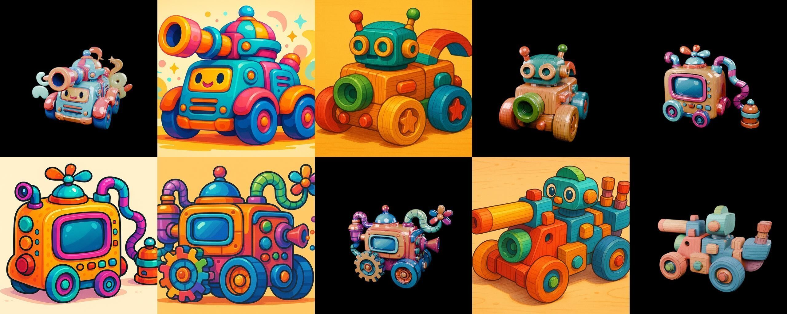 Wood Toy bundle 12 pack 100 glb Low-poly 3D model_17