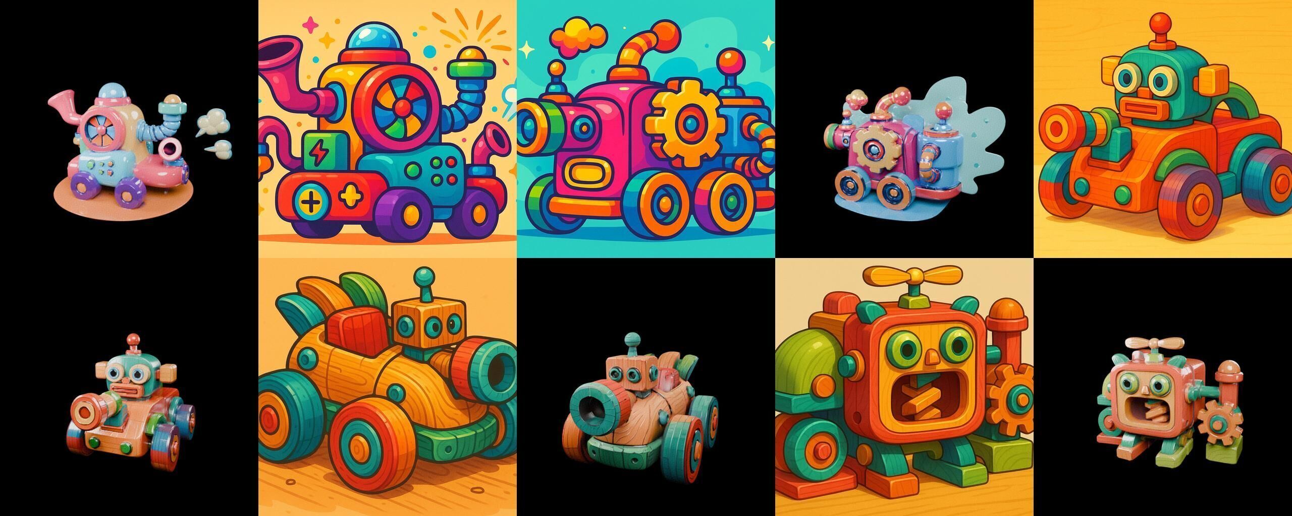 Wood Toy bundle 12 pack 100 glb Low-poly 3D model_7