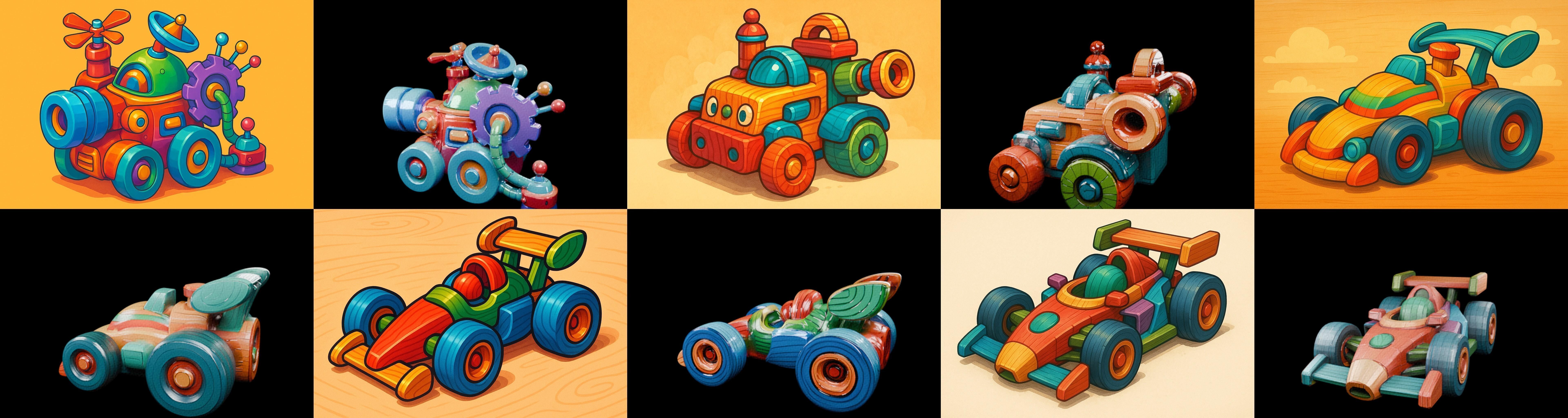 Wood Toy bundle 12 pack 100 glb Low-poly 3D model_19