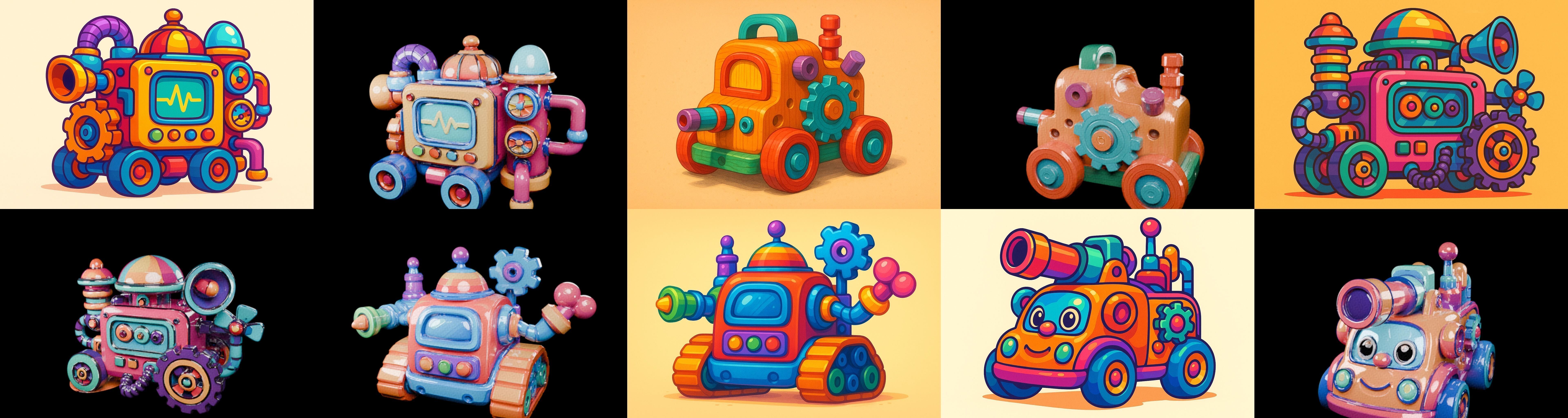 Wood Toy bundle 12 pack 100 glb Low-poly 3D model_10