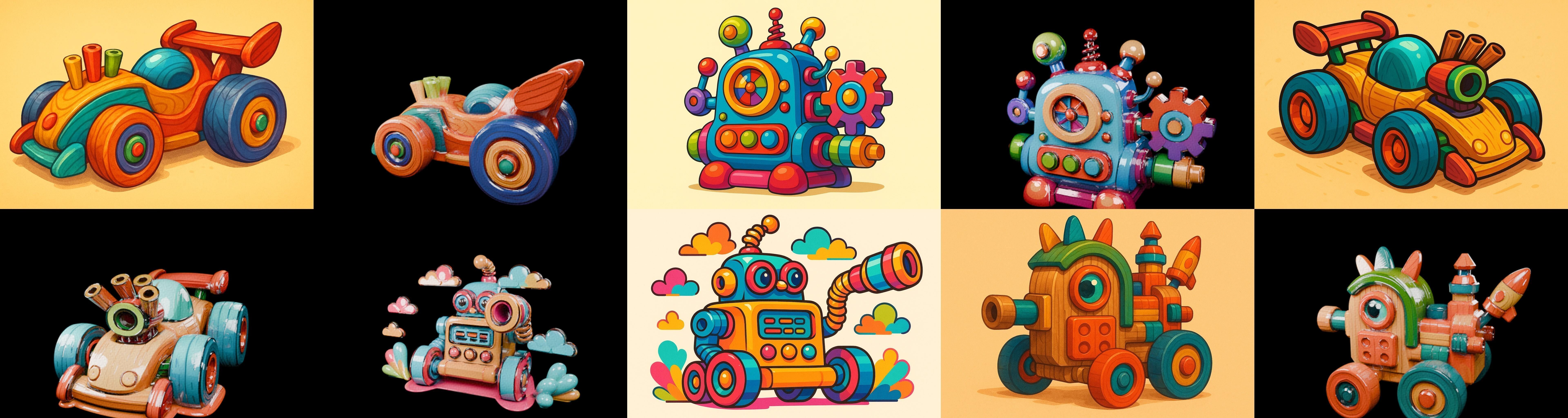 Wood Toy bundle 12 pack 100 glb Low-poly 3D model_13