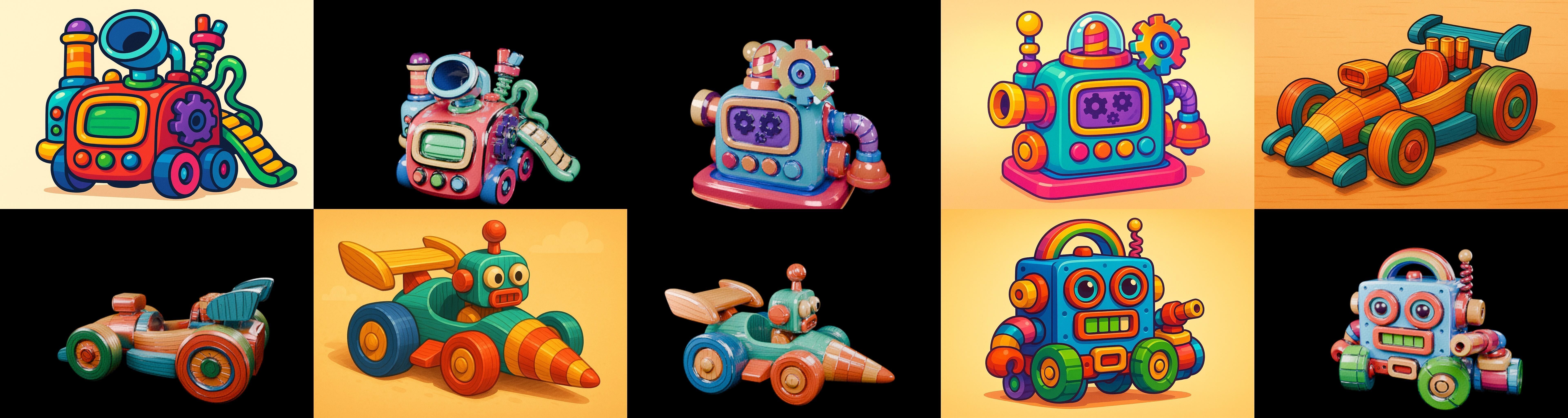 Wood Toy bundle 1 pack 100 glb Low-poly 3D model_10