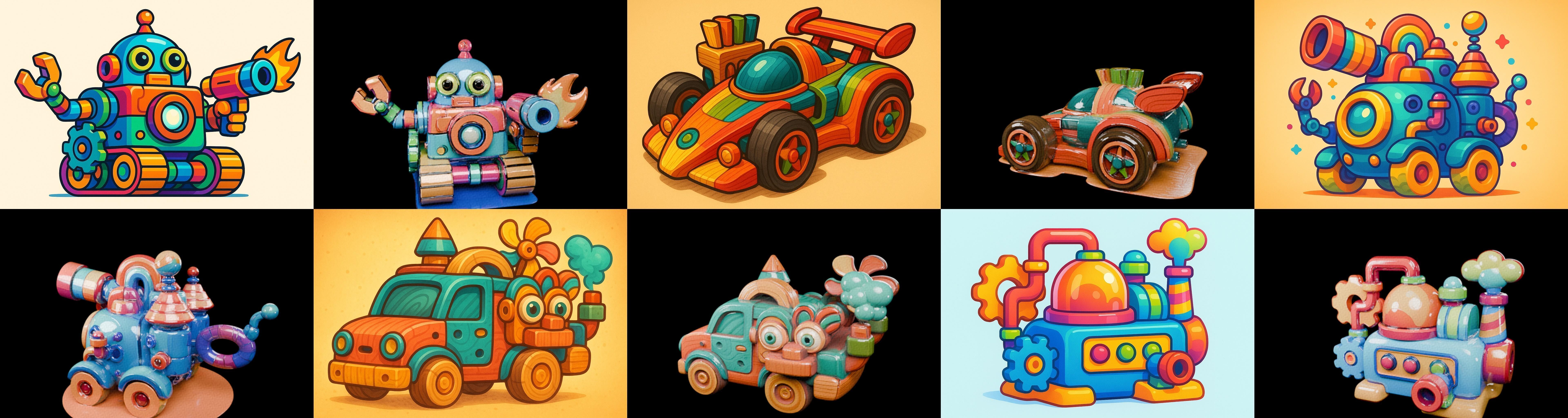 Wood Toy bundle 1 pack 100 glb Low-poly 3D model_2