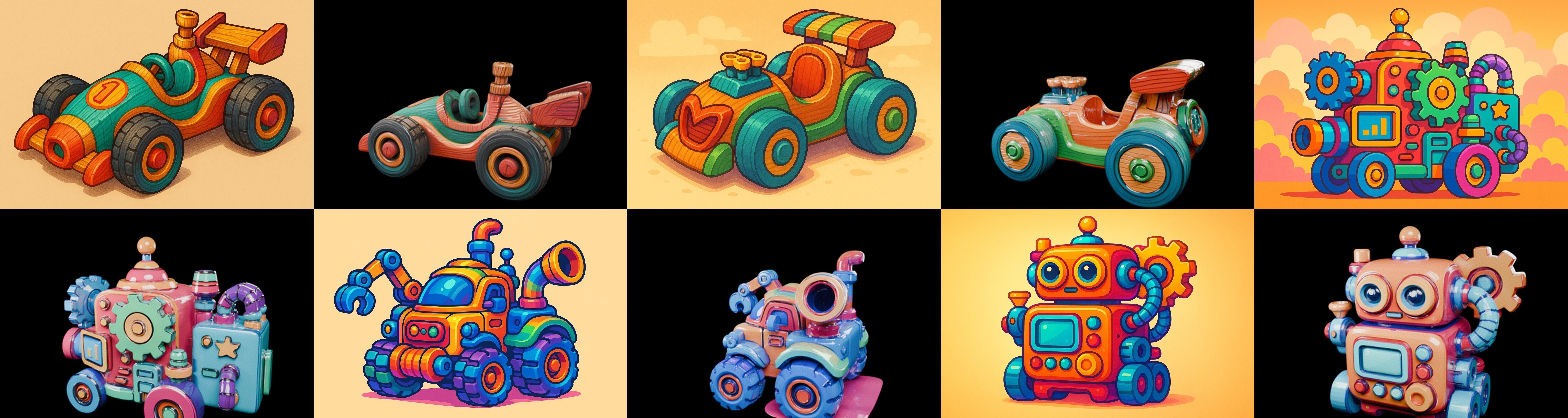 Wood Toy bundle 1 pack 100 glb Low-poly 3D model_13