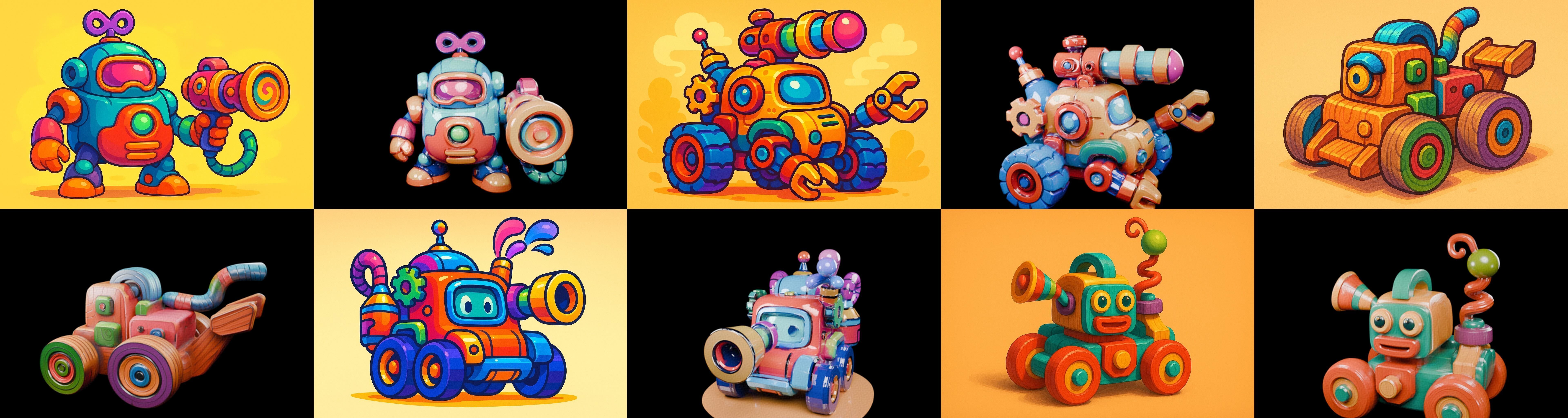 Wood Toy bundle 1 pack 100 glb Low-poly 3D model_6