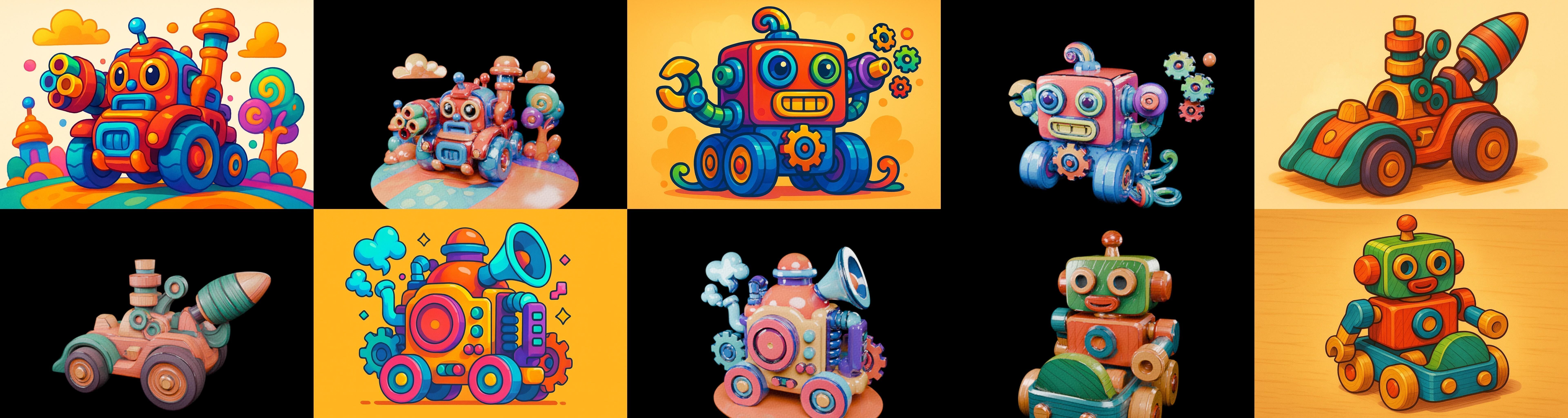 Wood Toy bundle 1 pack 100 glb Low-poly 3D model_11