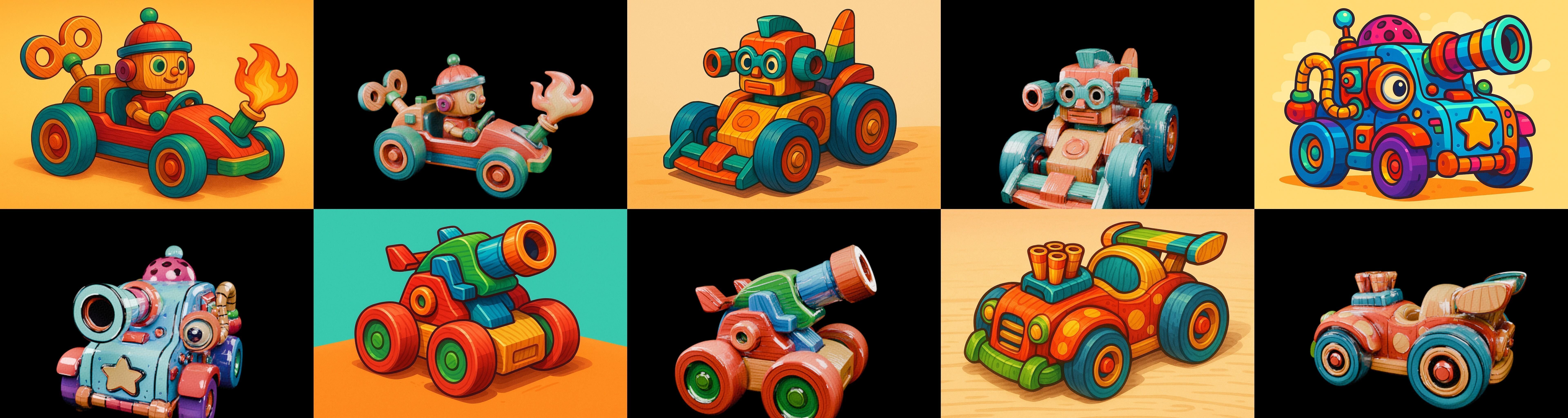 Wood Toy bundle 1 pack 100 glb Low-poly 3D model_7