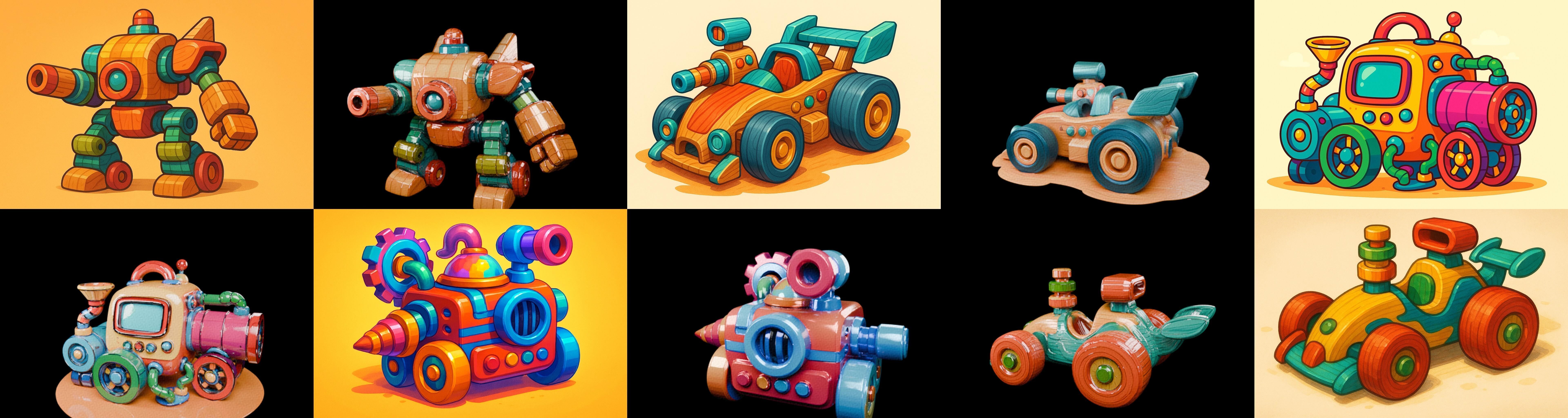 Wood Toy bundle 1 pack 100 glb Low-poly 3D model_14