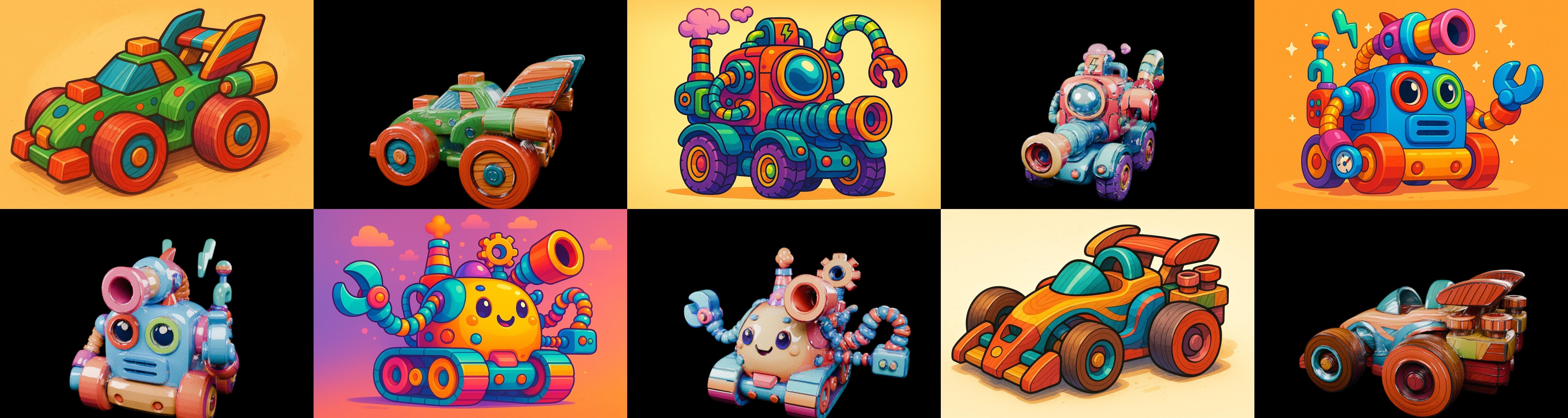 Wood Toy bundle 1 pack 100 glb Low-poly 3D model_12