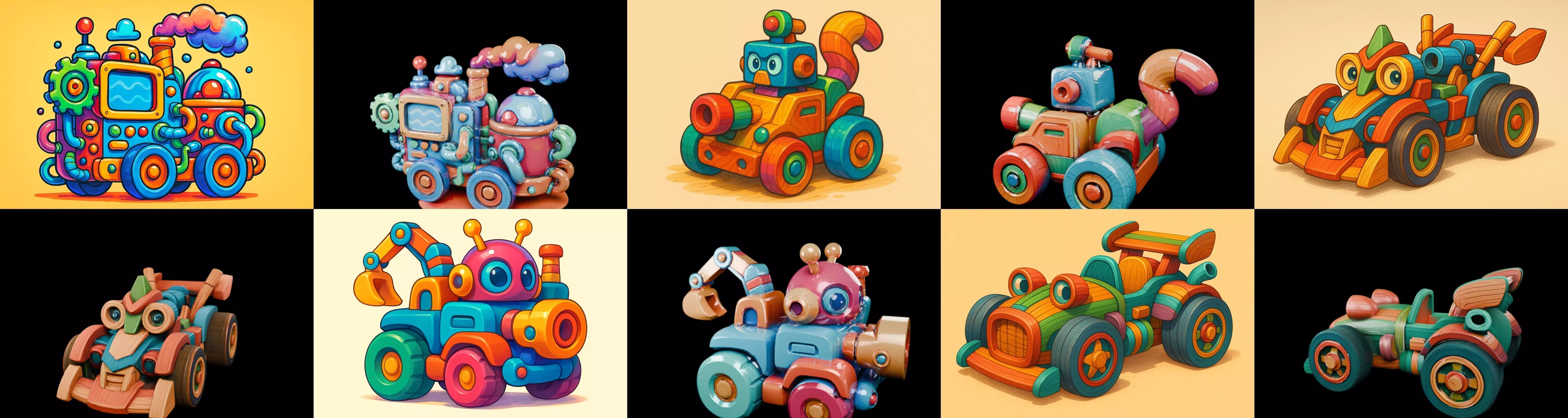 Wood Toy bundle 1 pack 100 glb Low-poly 3D model_0