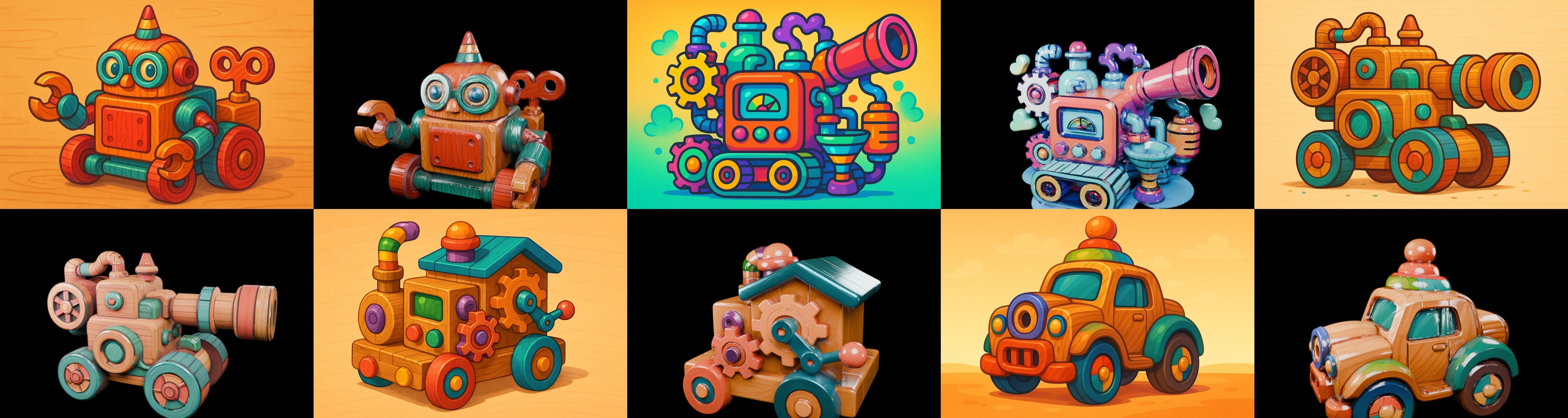 Wood Toy bundle 1 pack 100 glb Low-poly 3D model_4