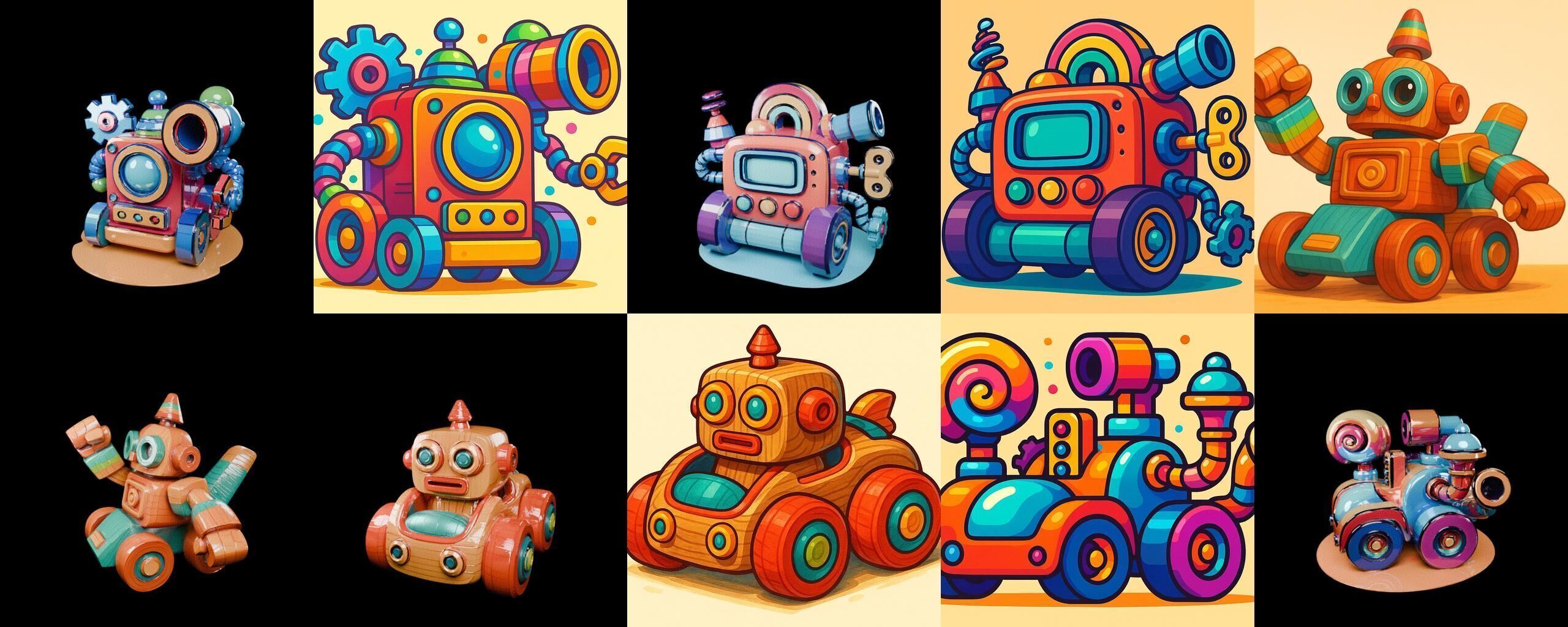 Wood Toy bundle 1 pack 100 glb Low-poly 3D model_3