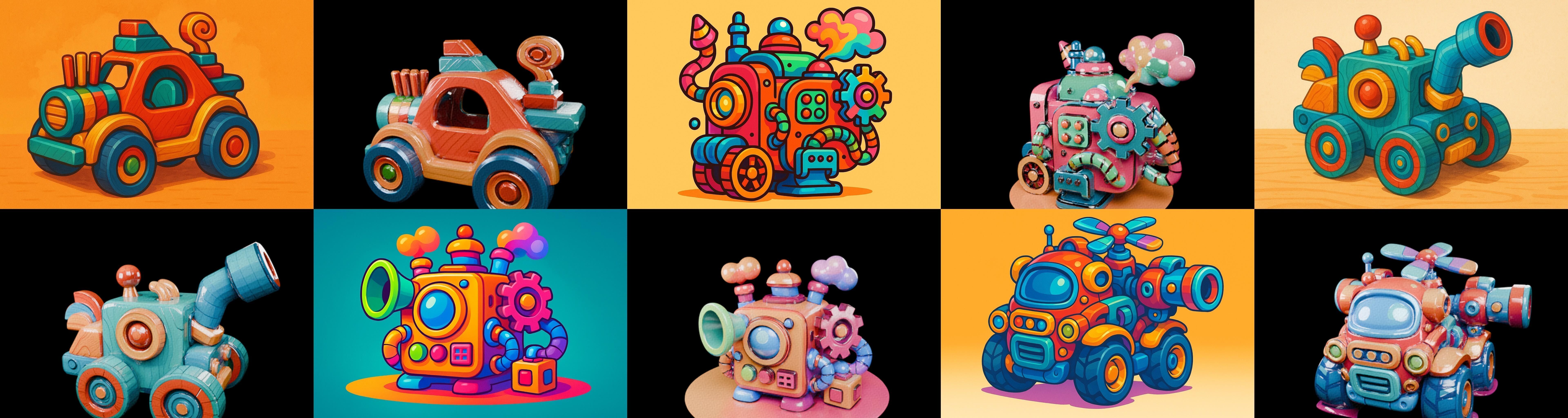 Wood Toy bundle 1 pack 100 glb Low-poly 3D model_17