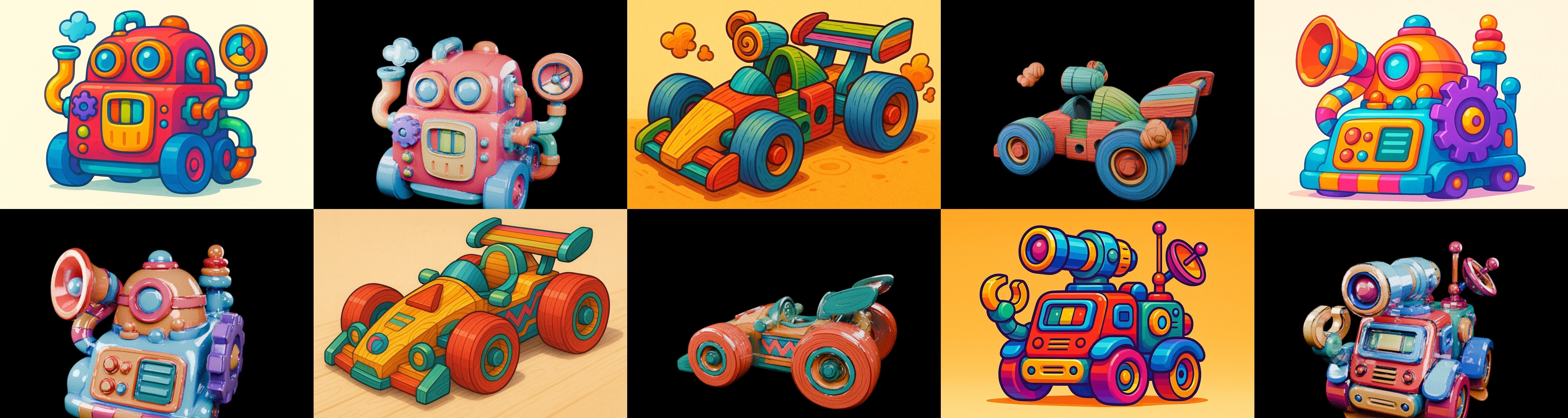 Wood Toy bundle 1 pack 100 glb Low-poly 3D model_15