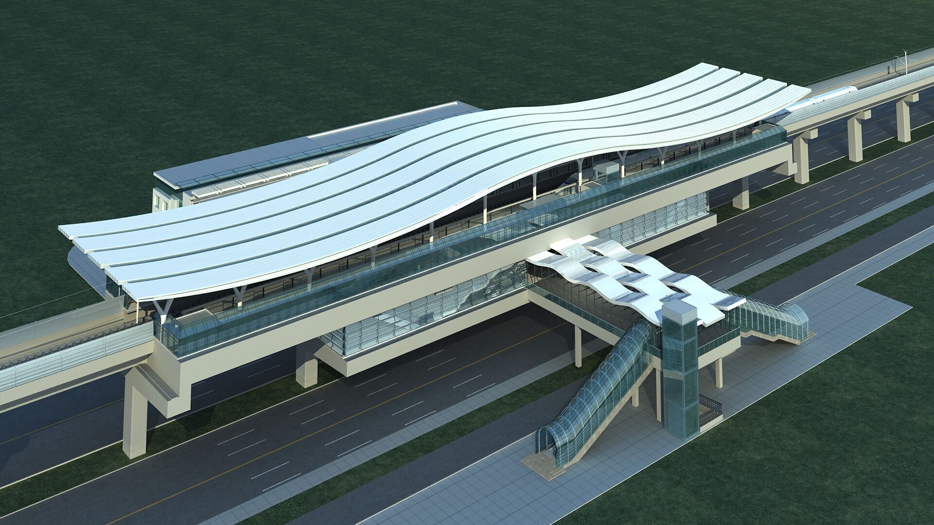 Light Rail Station 01 3D model_5