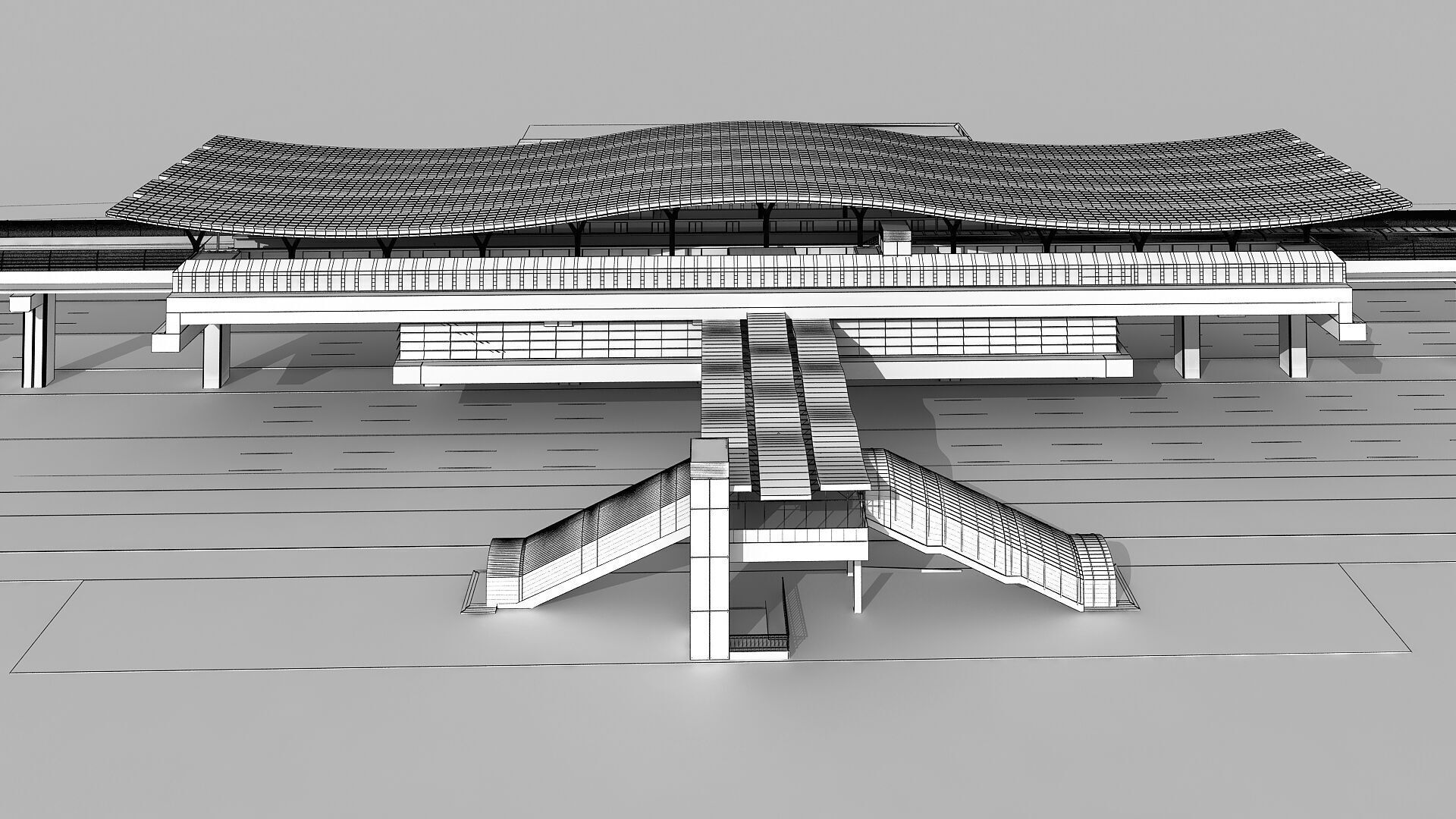Light Rail Station 01 3D model_8